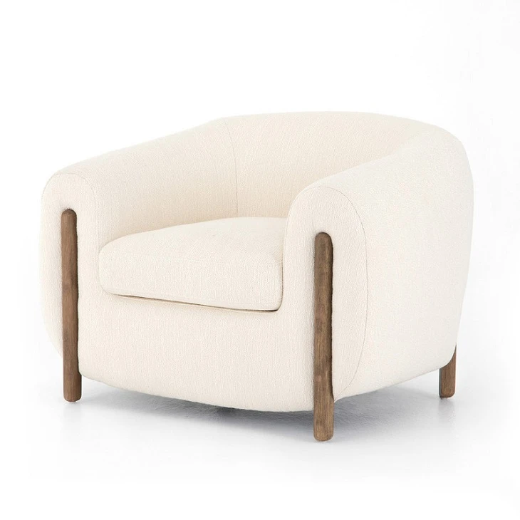 Fabric Armchair With Wooden Legs Fabric Armchair With Wooden Legs