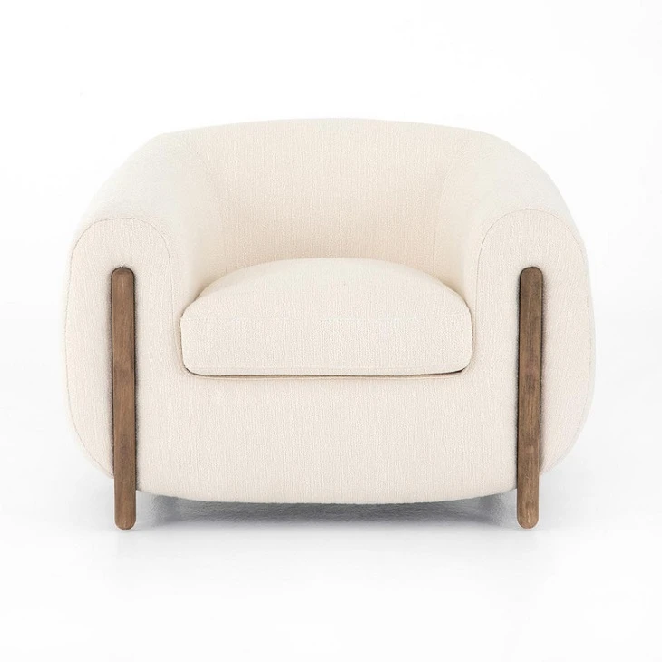 Fabric Armchair With Wooden Legs Fabric Armchair With Wooden Legs